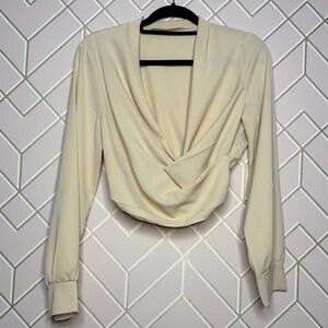 Medium Cream Drape Front Blouse